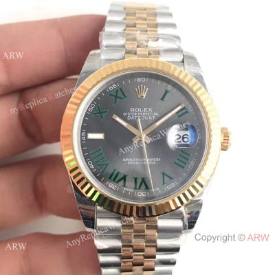 (EW) Rolex Datejust 2 ETA 3255 watch Green Roman 2-Tone